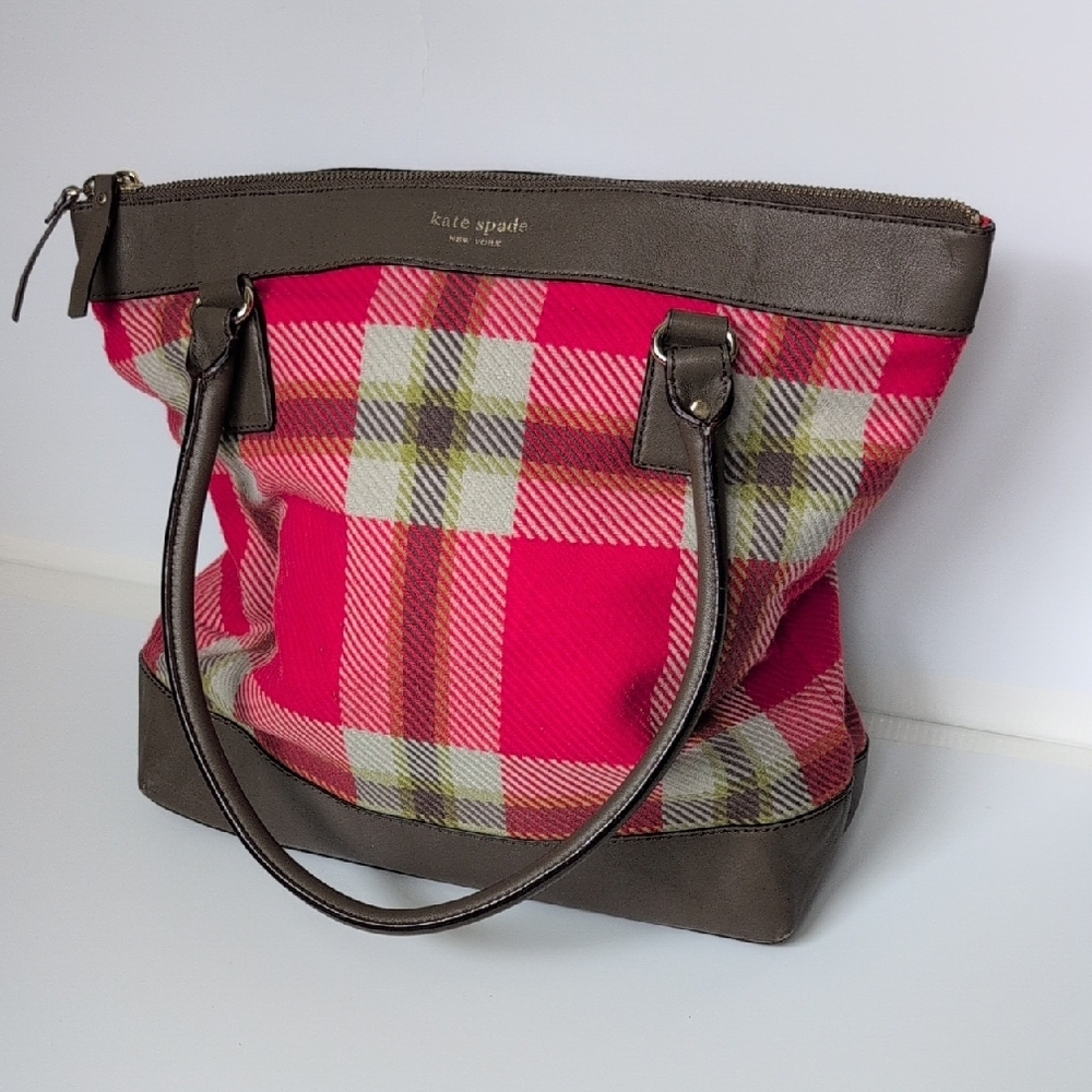Kate Spade Pink Plaid Tote Bag